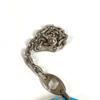 HERMES Animal Chain Bag Charm Key Holder Leather gray/blue