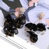 Temperament Yarn Flower Earrings Light Luxury Big Flower Stud Earrings  Jewelry Gifts