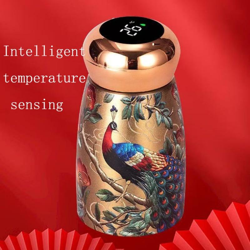 Retro Kleiner Pilz Edelstahl Thermos-Wasserbecher Intelligente Temperaturanzeige Kleine Thermoskanne Wasserkocher