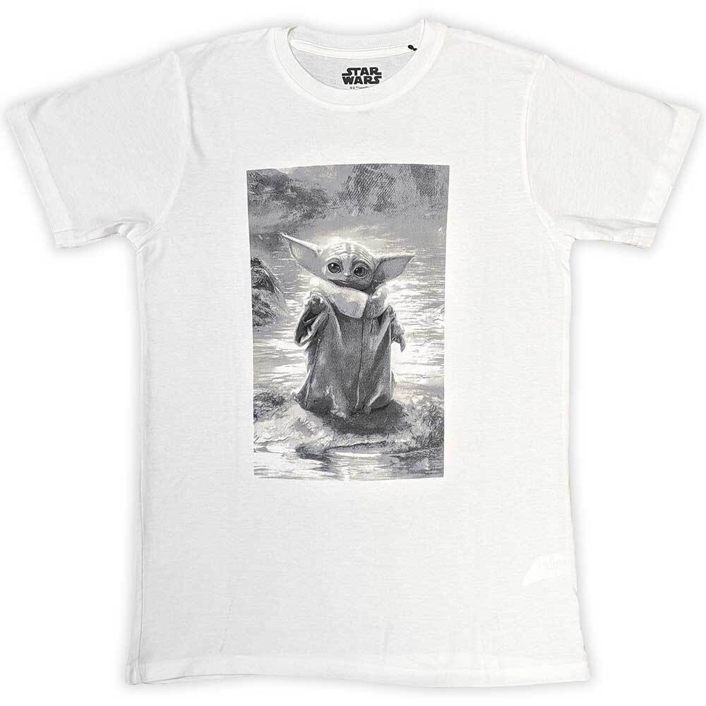 Star Wars Unisex T-Shirt: The Mandalorian Grogu B&W (Large) 3XL