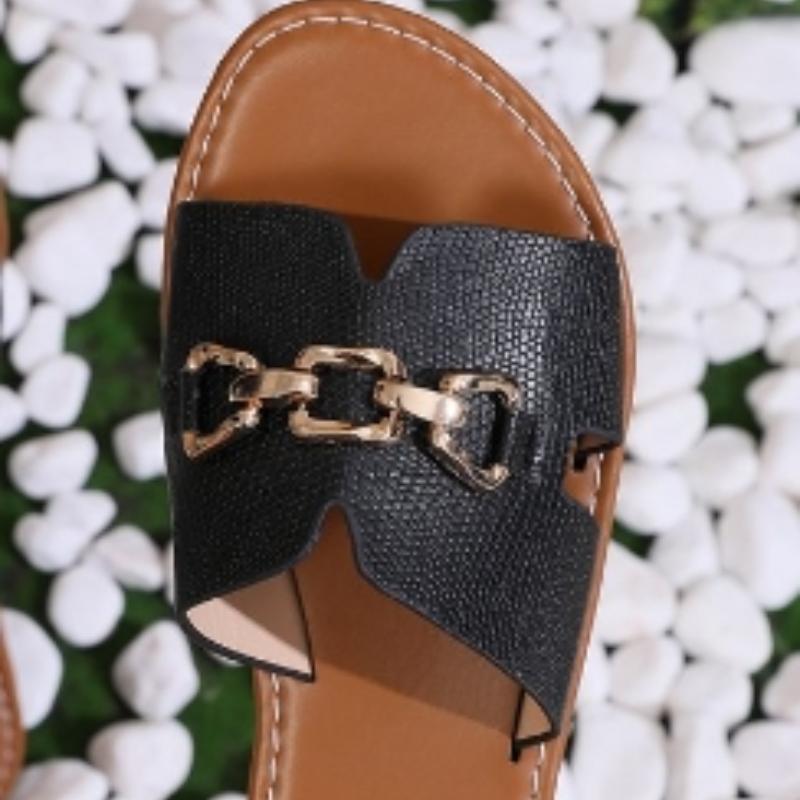 Fashion Women Slippers Luxury Gladiator Female Shoes Chain Decor Summer Beach Sandals Trend Lightweight Flat Slippers Home Slides Women