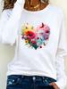(Asian Size) Sweet Love Heart Style Tee Lady Printed  Female Clothing Women T Shirt Casual Fashion Top Long Sleeve  Graphic T-shirts