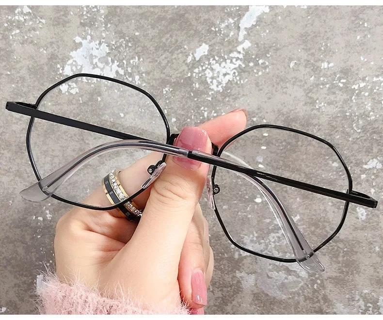 

Myopia Glasses For Women Men Retro Blue Light Blocking Computer Glasses Polygon Metal Thin Frame Optical Eyeglasses 0 To -600 -4.0