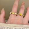 Kirschblüten-Emaille-Ring mit Perlenstern & Gänseblümchen – Exquisites Mode-Design für Damen