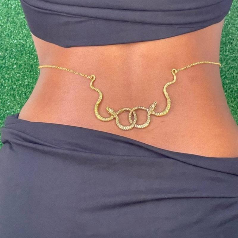 Metallic Double Snake Body Chain Women Waist Chain Belly Chain Waist Decors Party Waist Ornament Birthday Gift