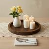 Rustic Round Wooden Serving Tray Decorative Ottoman Tray for Candles Vases & Table Centerpieces Home Decor