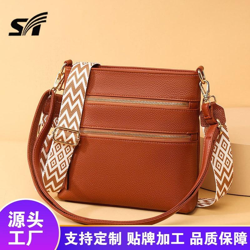 New women's bag fashion cowhide bag soft leather oblique span bag multi-functional leisure bag leather shoulder bag