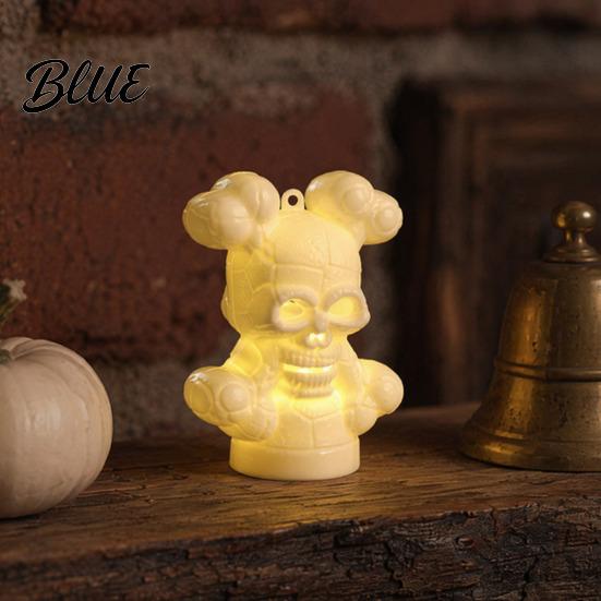 Safe Halloween Lighting Skull Night Light LED Skeleton Decorative Candle Light for Realistic Statue Haunted House Spooky Party Tabletop Decor Trick