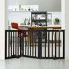 Free Standing Dog Gate 24x60 Inch Freestanding Pet Gate Foldable Brown