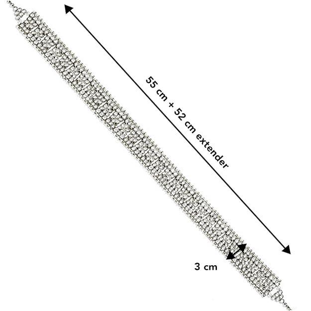 RSINC Biżuteria Platerowana 18K Złotem Kundan Srebrno-Biały Pasek na Biodra Kamarband | Brzuch B09JCF28VP