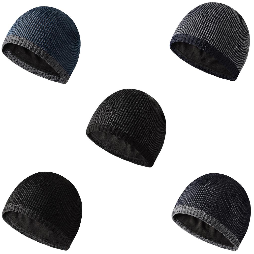 Men's Knitted Hat New Two Tone Straight Edge Hat Outdoor Casual Versatile Hat Warm Pullover Hat