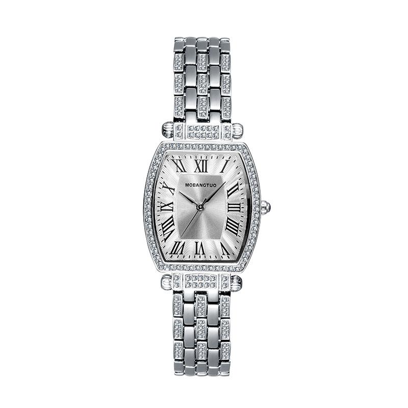 Inlaid With Diamond Wine Barrel Type Women S Watch Luxury Temperament Retro Roman Scale Quartz Women S Watch