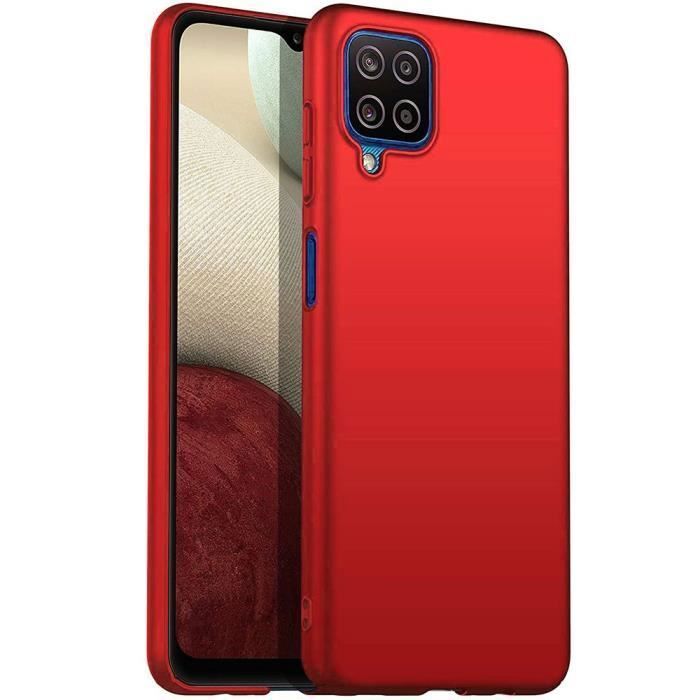 Coque de Protection - PROSHOP - pour Samsung Galaxy A12 - Souple - Rouge - 2 Verres Trempés Inclus