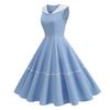 Retro Nautical-style Woven-strap Dress In a Hepburn-inspired Design, Featuring a Full Skirt and Mid-length Cut for a Sophisticated and Elegant Look