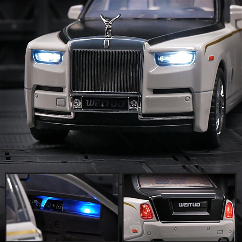 1/18 Rolls Royce Phantom Alloy Car Model Diecast & Toy Vehicles Metal Car Model Collection Simulation Sound and Light Kids Gifts