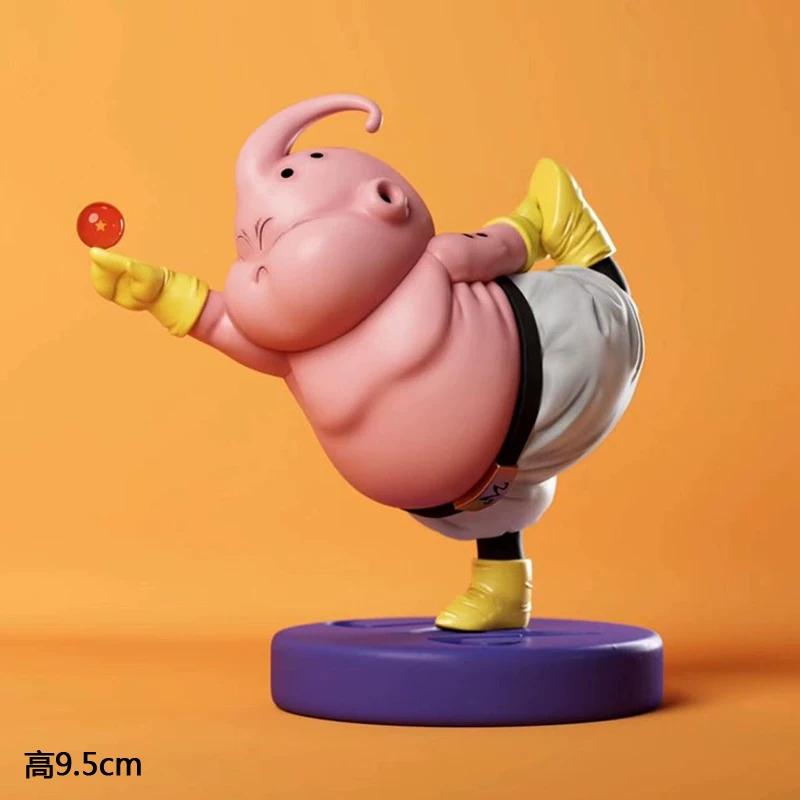 10cm Dragon Ball GK Fat Majin Buu Fitness Figures Boxing Yoga Running Anime Model Toy Car Ornament Computer Case Decor Boy Gifts