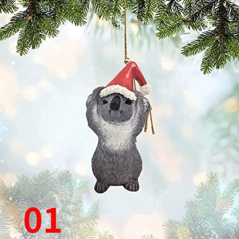 Christmas Acrylic Pendant Animals Decor 12Styles 1pcs Hanging Koala Hedgehog Platypus Bird Xmas Christmas Tree Pendant for Car Backpack Home