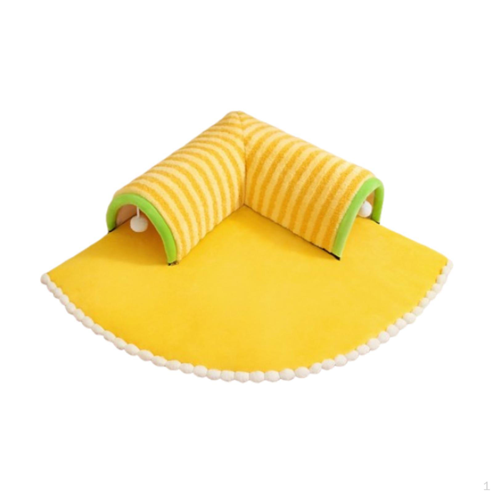 

Cat Tunnel Bed for Indoor Cats with Ball, Washable Bunny Toy Yellow M