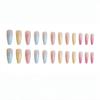 WM-107 Sommer-Farbverlauf Macaron Falsche Nägel - 24 Bunte, Tragbare Nagelspitzen & Aufkleber