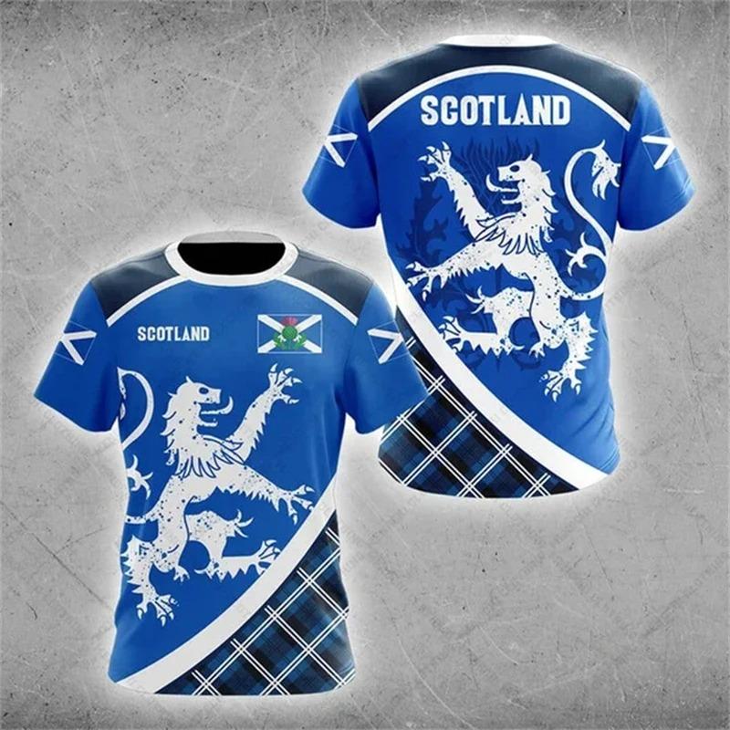 Men s Short Sleeve T Shirt with Scotland Flag Design 3D Printed Quick Dry Breathable Family Style Loose Casual for Adults Kids