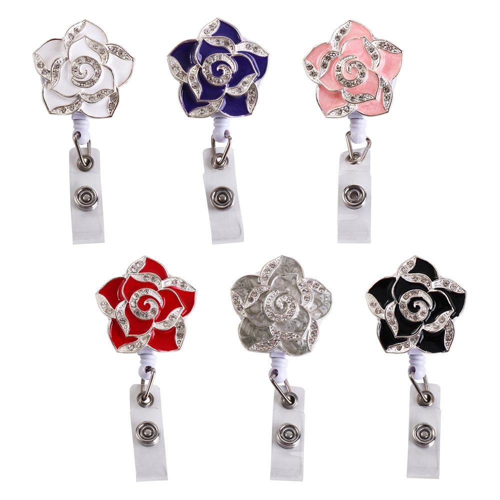 Flower ID Card Badge Clip  Badge Reel Certificate Clasp Badge Holder Retractable Badge Reel