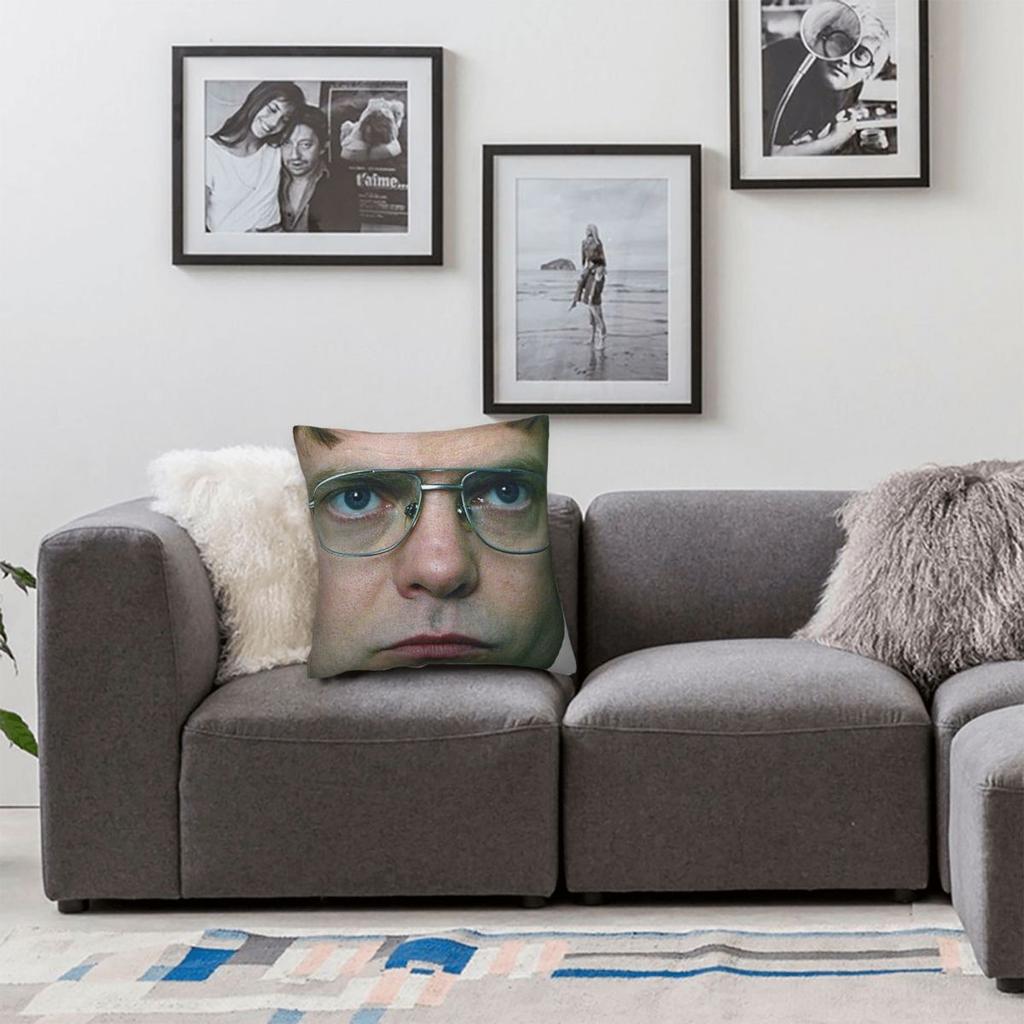 Federa Cuscino Quadrato Joe Bobble Head detto Dwight Poliestere Lino Velluto Stampata con Cerniera Federa Decorativa Copricuscino da Letto 18"