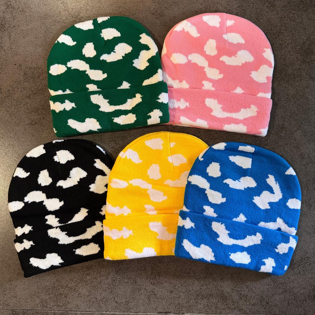 Cloud Print Knit Beanie With Warmth For Winter Outdoor Men Women