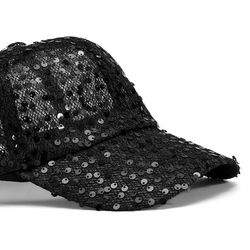 Boné de Beisebol de Lantejoulas Feminino Verão Boné de Malha Respirável Chapéu de Sol para Exterior