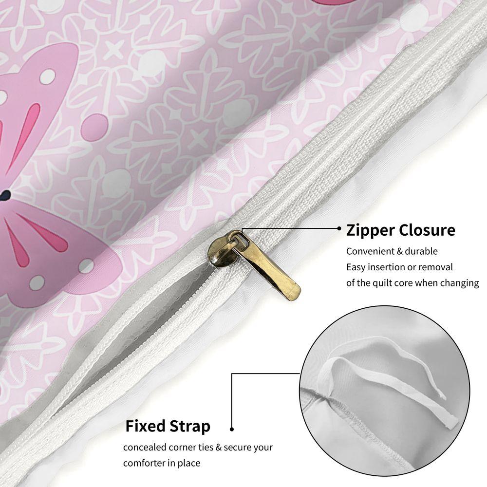 Butterfly Duvet Cover Set Aesthetic Floral Bedding Set Digital Print Quilt Cover Soft Microfiber Bedroom Home Decor