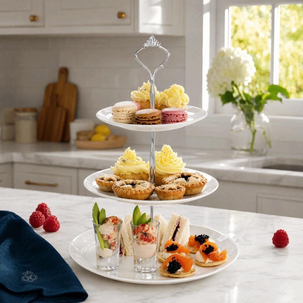 Crown Handle Cupcake Display Holder 2 Tiers 3 Tier Tiered Fruit Plate Cake Stand Assembly