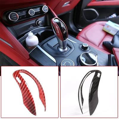 ABS Carbon Style Car Interior Gear Shifter Knob Frame Cover Trim For Alfa Romeo Stelvio Giulia 2017- Interior Accessories