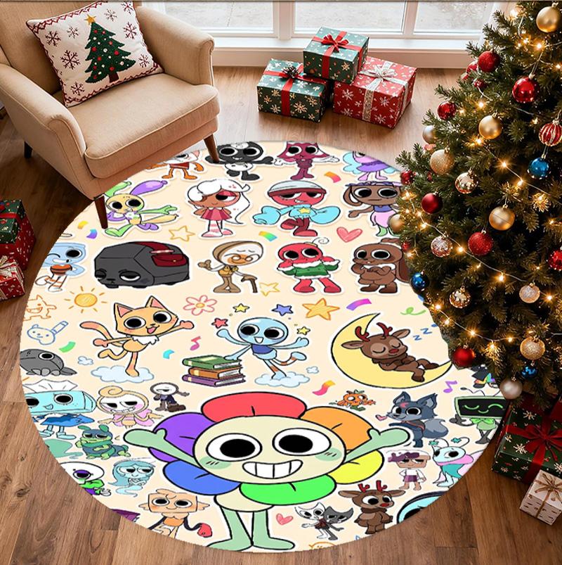 Dandy's World Pattern Round Rug, Indoor/Outdoor Mat, for Picnic, Gameroom, Bedroom, Office, Living Room, Home Decor Carpet, Birthday Gift
