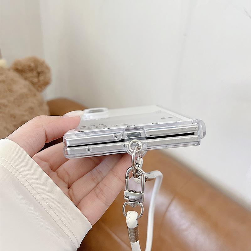 Korean Ins Dialog Box Cute Phone Case For Samsung Galaxy Z Fold 8 ZFold8 Cover with Hand Rope Hinge Hard Cases For Z Fold8 Funda