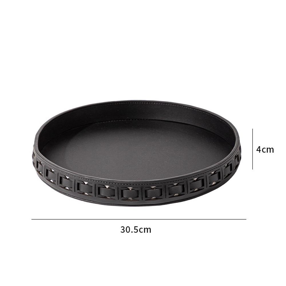 Light Luxury Round Key Storage Tray Living Room Leather Storage Tray Household Cosmetics Storage Tray New Decorative Ornaments
