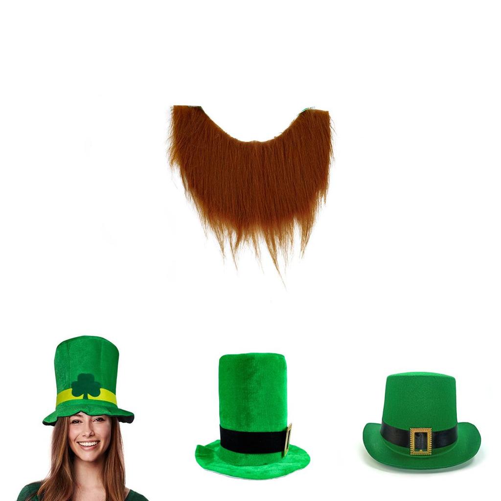 St. Irischer Leprechaun-Samthut mit Kleeblattmotiv – Kostümaccessoire für Erwachsene zum St. Patrick's Day
