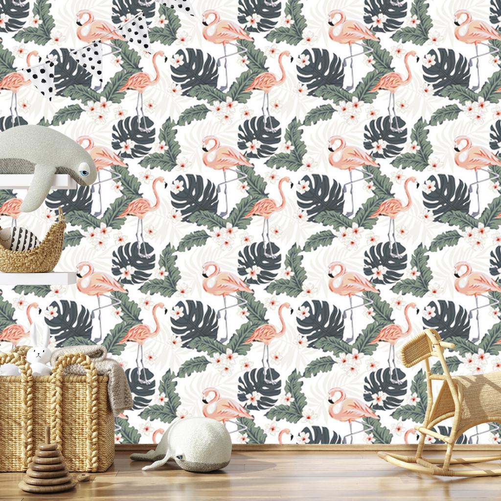 Flamingos wallpaper for living room and bedroom 50x1000