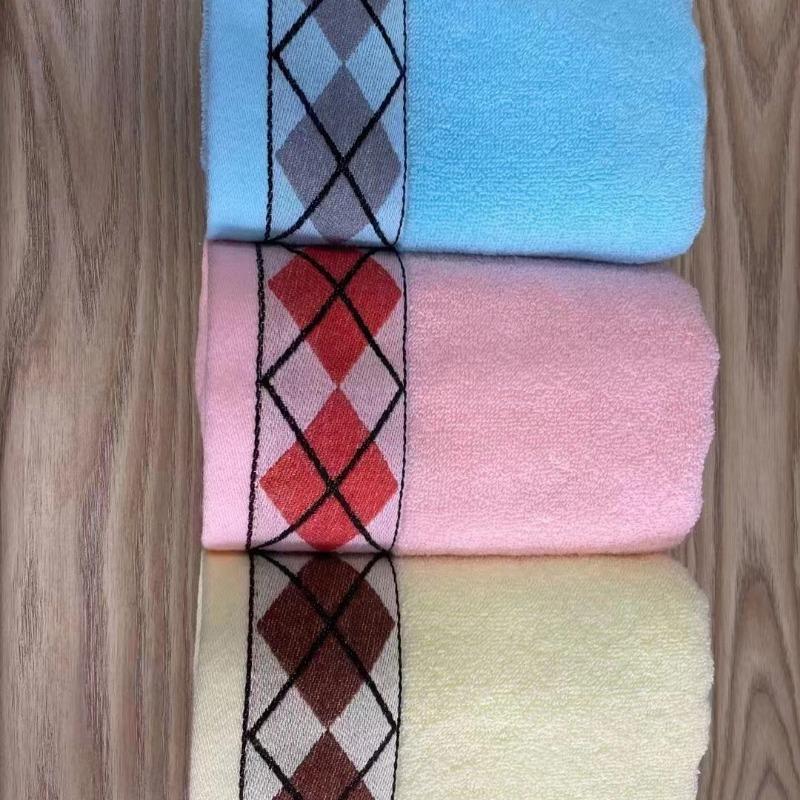 Striped Towel Thickened Cotton Soft and AbsorbentHousehold Towel Embroidery