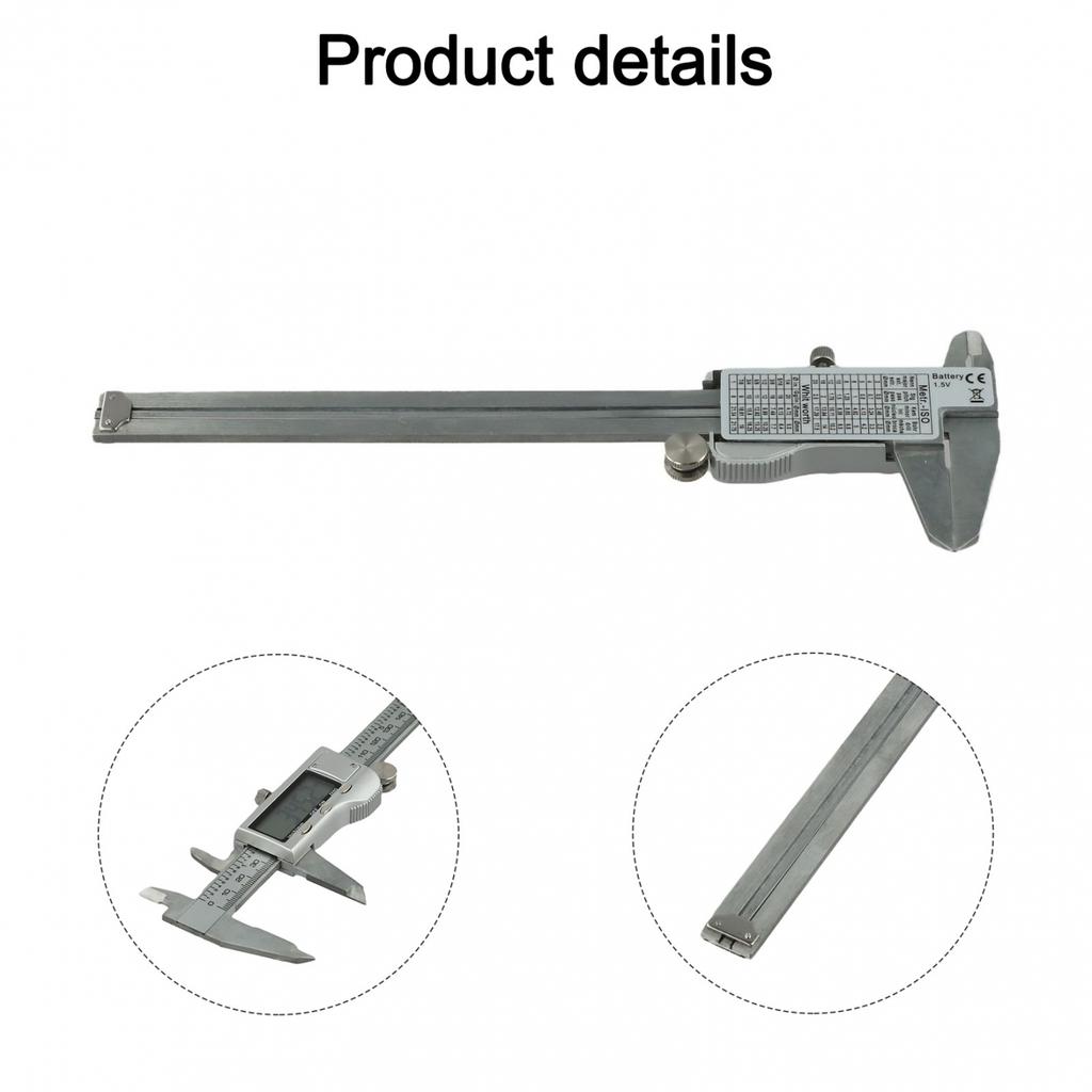 Stainless Steel Digital Vernier Caliper 0.01 Mm 1 X Button Cell 1.55V
