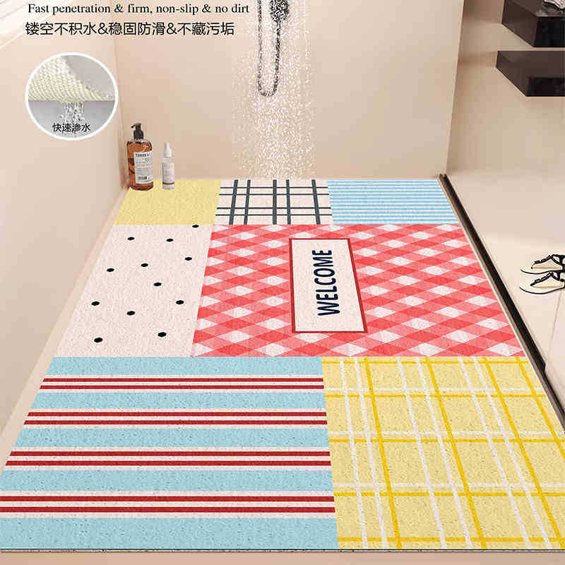Floor Mat Household Hollow Non-Slip Silk Ring Foot Mat Shower Room Dirt-Resistant And Easy To Take Care Of Floor Mat