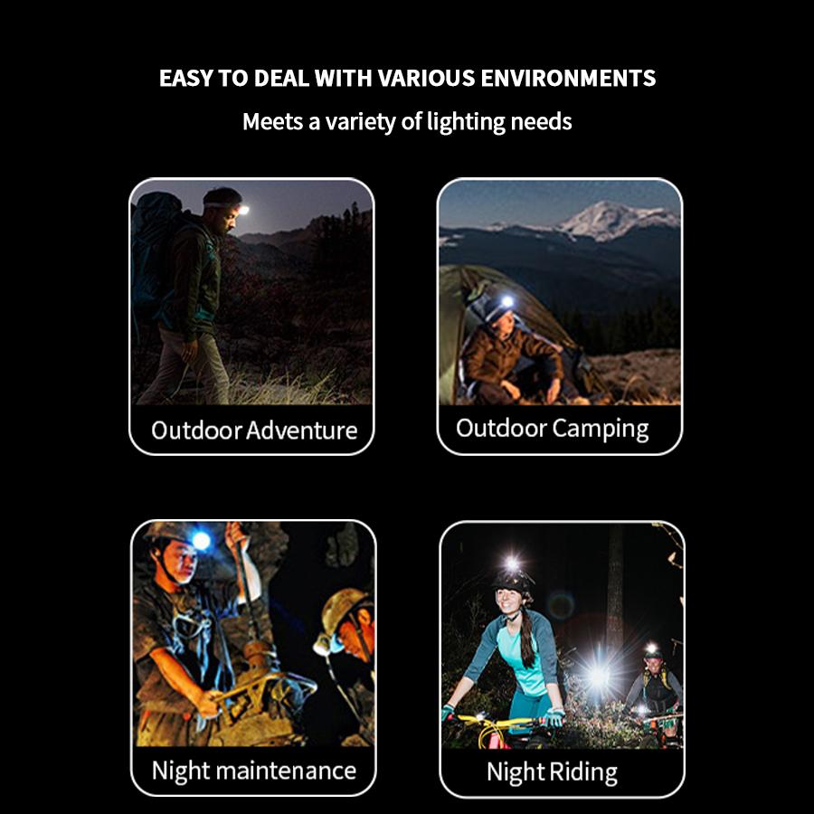 2 COB Yellow Light Dual Light Source Led Headlamp Outdoor Camping Lantern Portable Headlight Head Lamp Usb Head Flashlight Torch