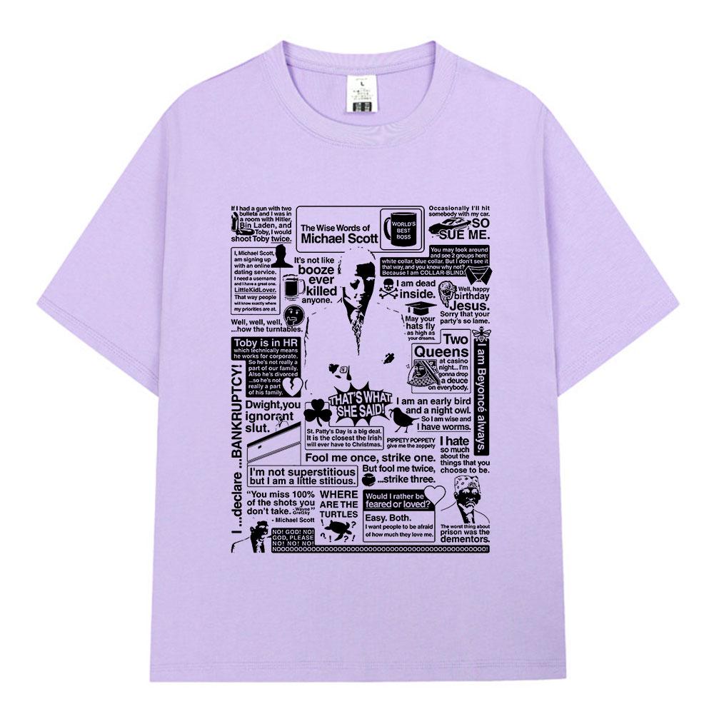 The Wise Words of Michael Scott Homage The Office T-shirt Tv Series Dwight Schrute Jim Halpert Short Sleeve Oversized T-Shirts
