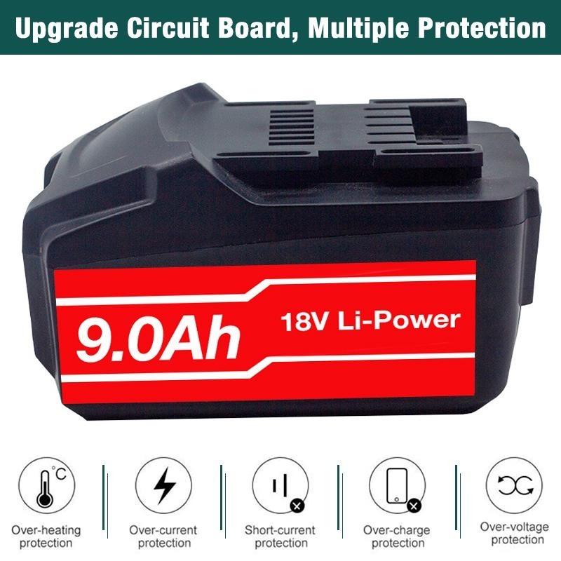 18V 9000mAh Li-ion Replacement Rechargeable Battery for Metabo Cordless Power Tool 625592000 625591000 BSZ18 BS18LT