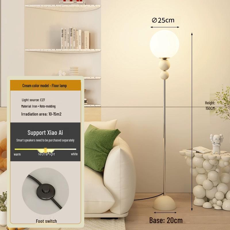 Luxury Minimalist Cream Floor Lamp for Living Room and Bedroom