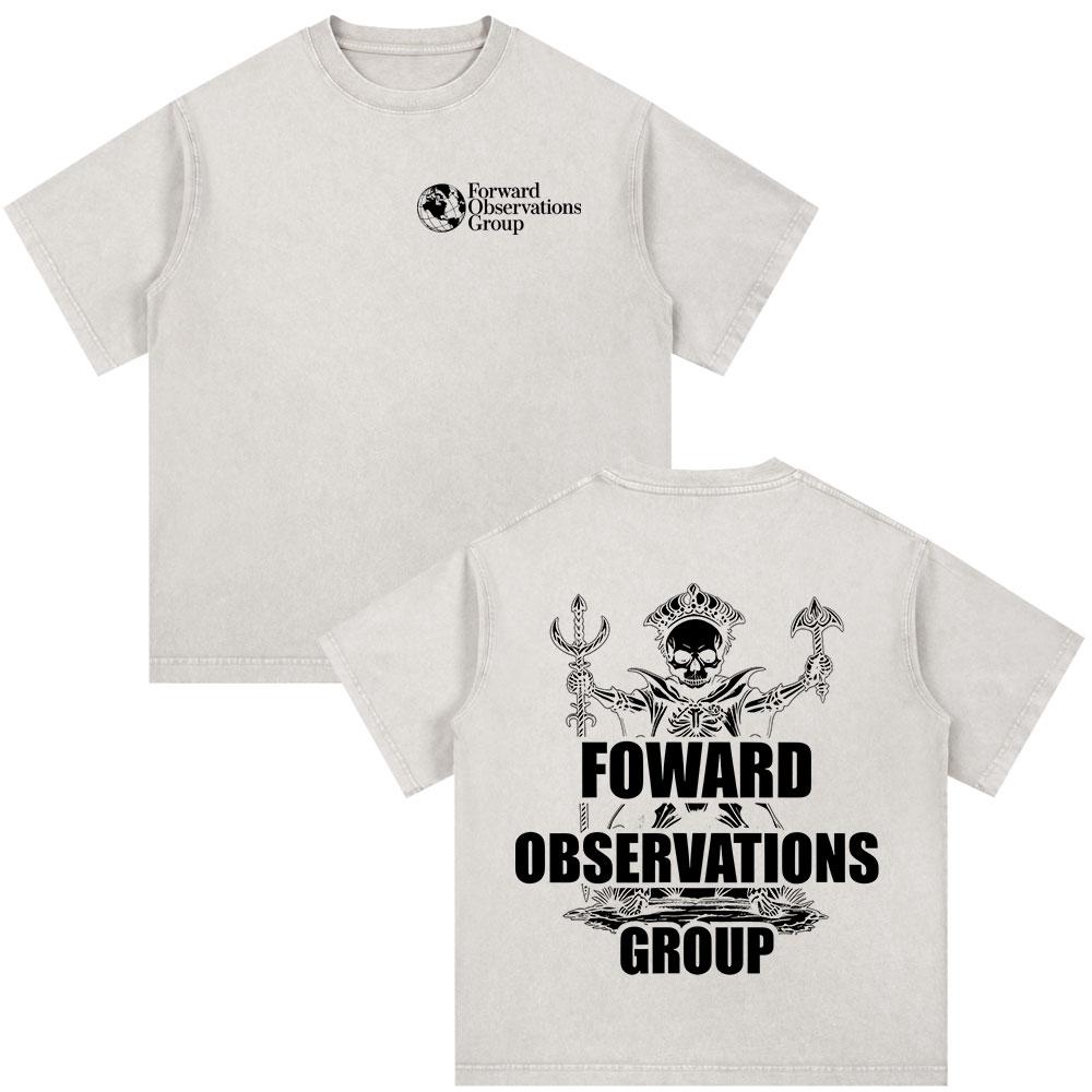 Forward Observations Group Skeleton Vintage Washed Tshirt Men Women Clothing Fashion Retro Oversized Casual T Shirt Streetwear