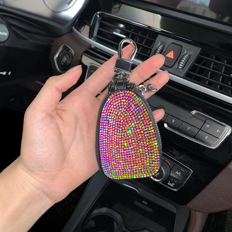 Lesklý diamantový křišťálový kryt na klíče do auta Úložné pouzdro Přívěsek na klíče Pouzdro na klíče Peněženka Bling Auto Decor Autopříslušenství pro ženy Dívky