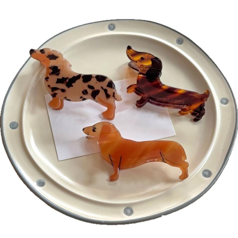 Cartoon Dog Shape Hair Claw Clip For Girls Women Secure Grip NonSlip Acrylic Barrettes For Daily Use Gifting Accessory