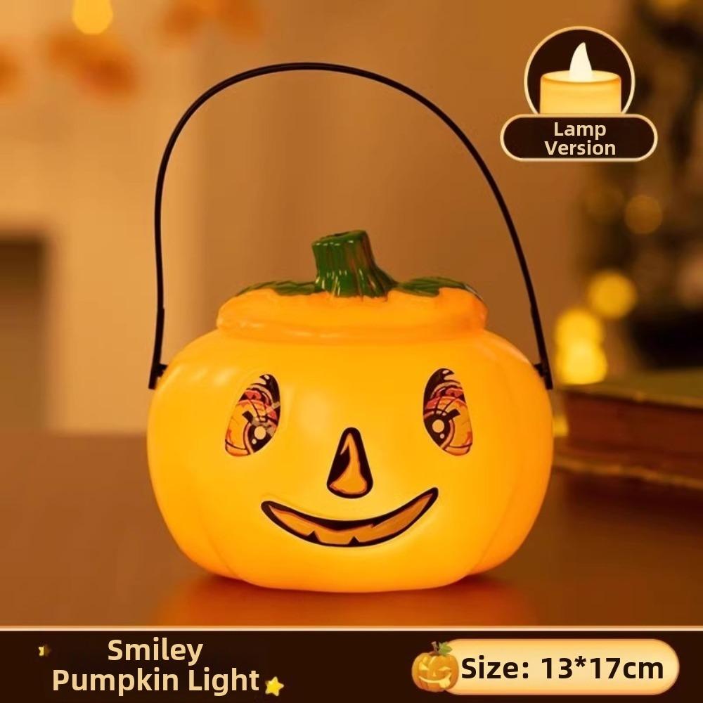 With Handle Pumpkin Basket Halloween Lighting Candy Bucket Fun Party Basket  For Boys Girls
