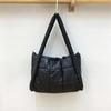 Korean Quilted Shoulder Bags Plaid Padded Square Bag  Large Capacity Solid Cotton Blend Tote Bags For Travel Commuting Handbags