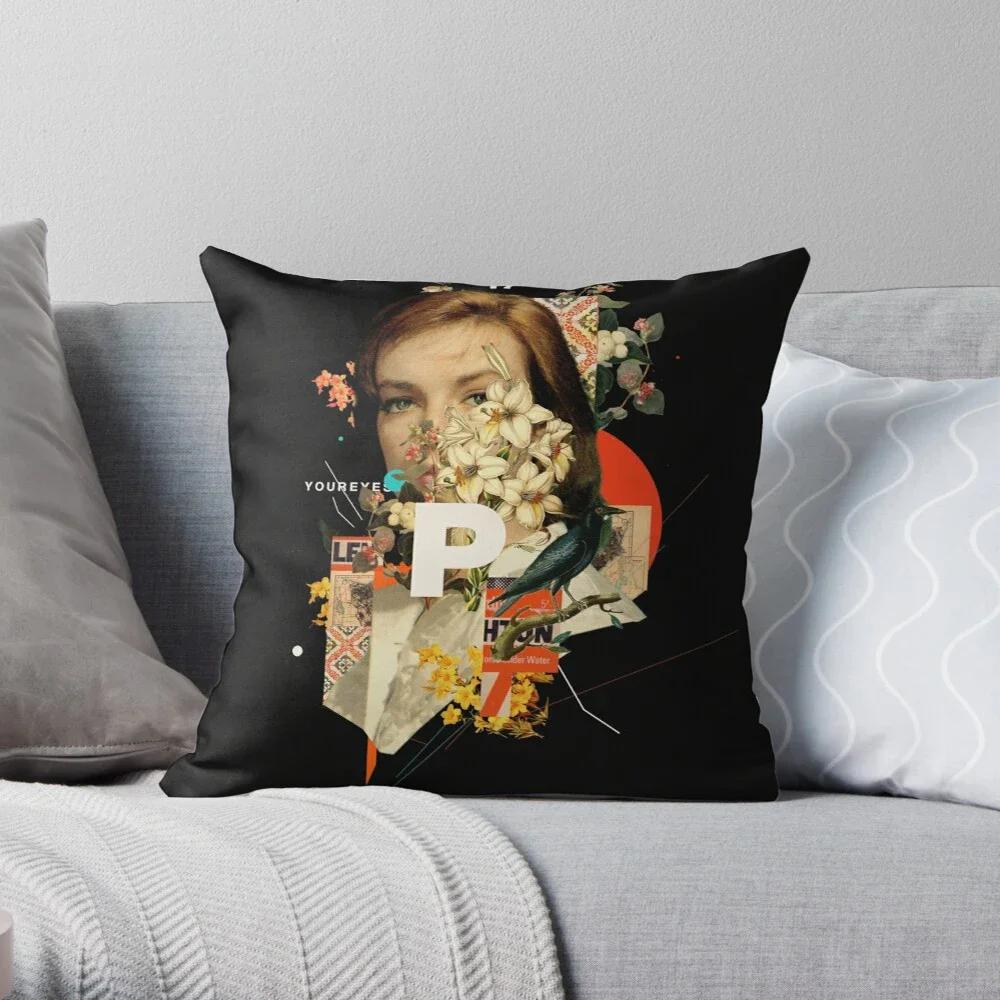 Royal blue yellow gray ink printing linen pillowcase sofa cushion cover home decoration can be customized for you 40x40 50x50