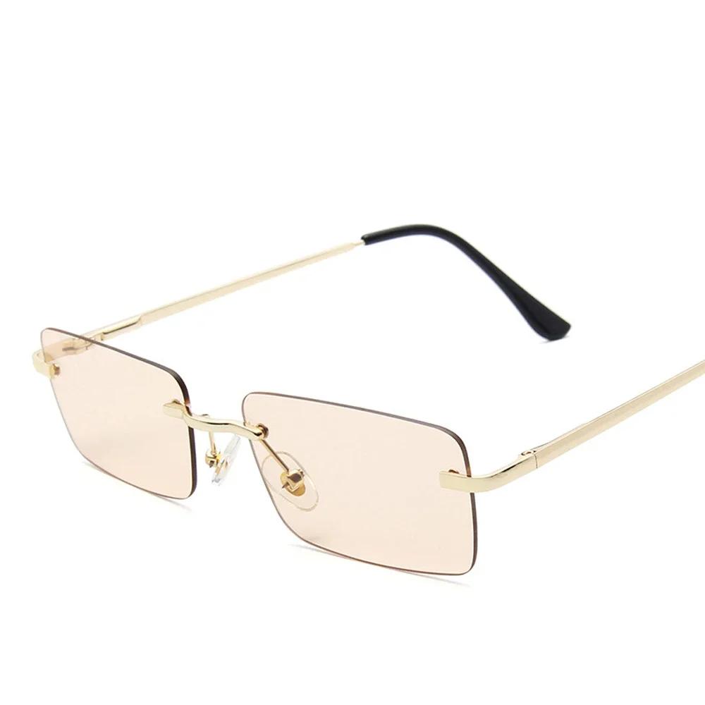 Luxury Designer Sunglasses for Women Rectangle Cutting Shades Frameless Eyeglasses Fashion UV Protection
